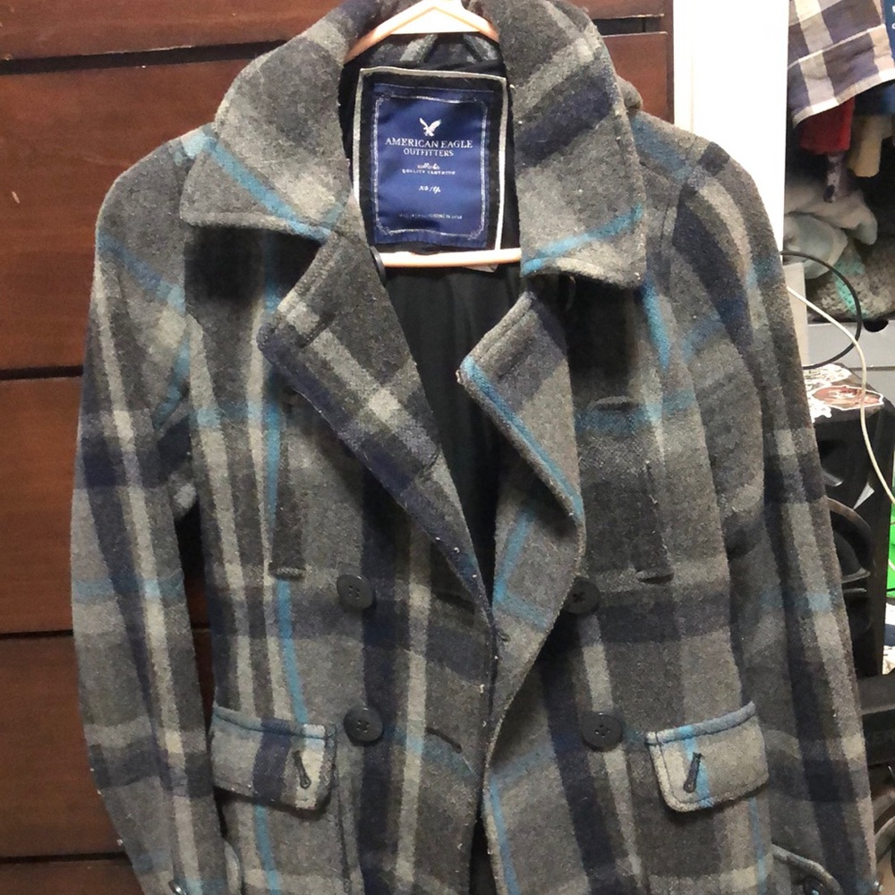 American Eagle Plaid Wool Coat